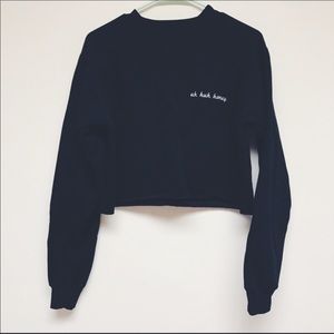 Long Crop Brandy Melville Black Sweatshirt